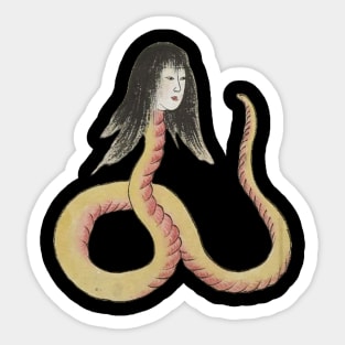 Snake Creature with Woman Head Japanese Yokai Art Folklore Sticker